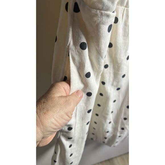 Old Navy Dress Womens Plus 2X Cream Polka Dot Linen Smocked Fit & Flare Dress - Picture 8 of 12